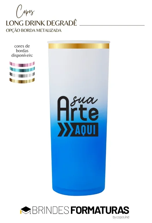 Copo Long Drink Borda Metalizada