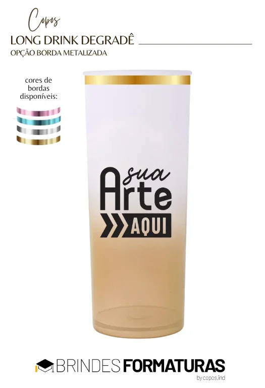Copo Long Drink Borda Metalizada