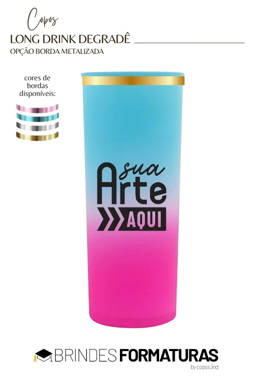 Copo Long Drink Borda Metalizada