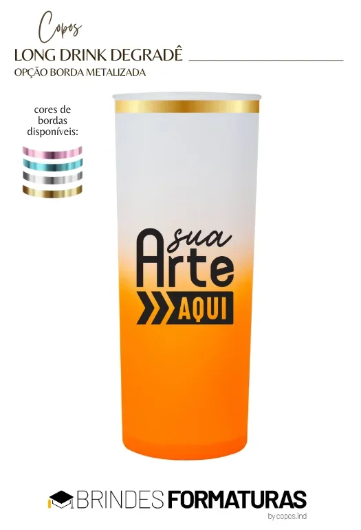 Copo Long Drink Borda Metalizada