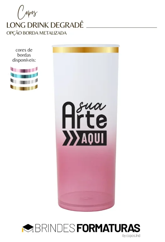 Copo Long Drink Borda Metalizada