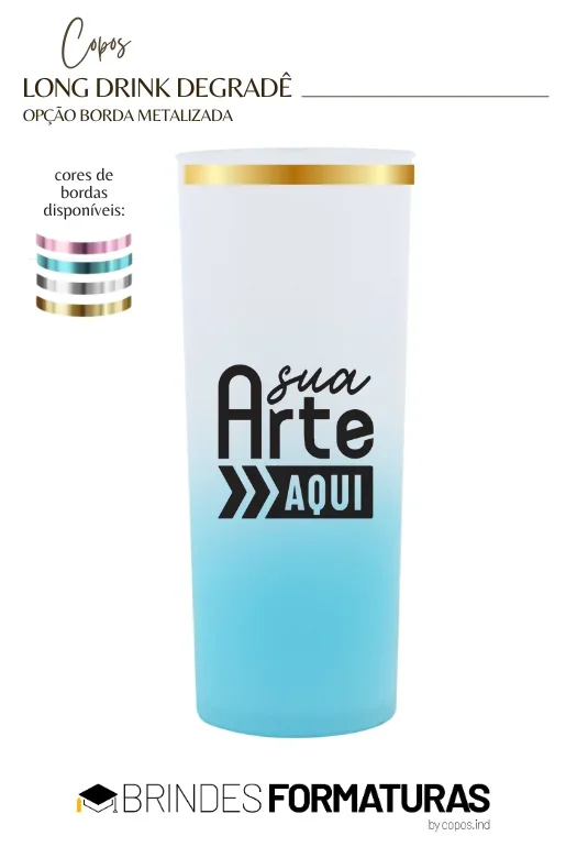 Copo Long Drink Borda Metalizada