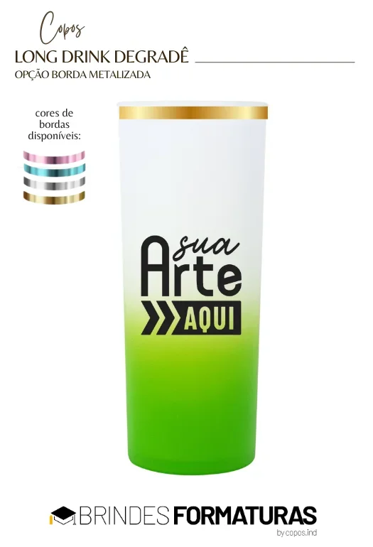 Copo Long Drink Borda Metalizada
