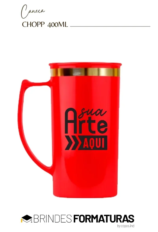 Caneca de Chopp borda metalizada