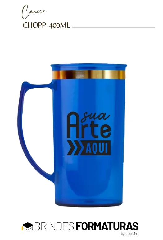 Caneca de Chopp borda metalizada