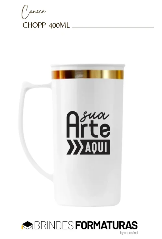 Caneca de Chopp borda metalizada