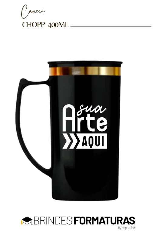 Caneca de Chopp borda metalizada