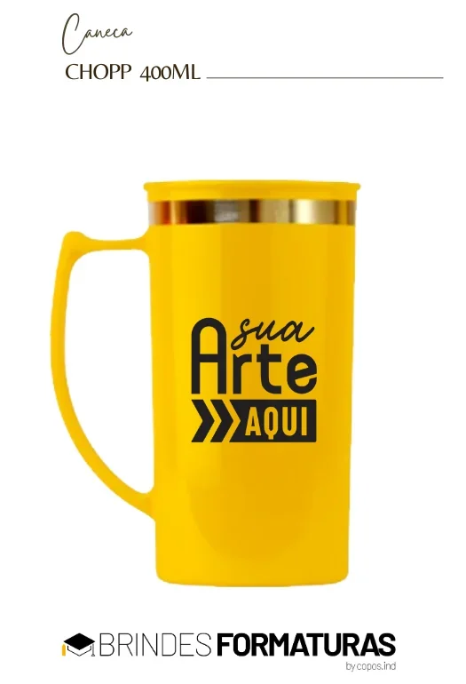 Caneca de Chopp borda metalizada
